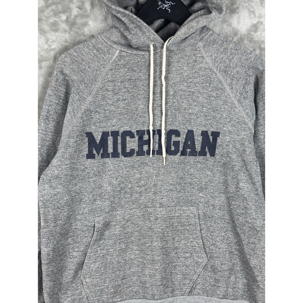 Vintage Michigan Raglan Grey Pullover Hoodie Mens Large 80s USA College - Picture 3 of 14
